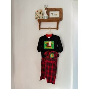 vintage DEADSTOCK Hoptscotch varsity league red plaid set - 18m